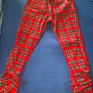 Mens Plaid, Skinny Fit Pants With Rouching From Urban Outfitters. Size Medium.